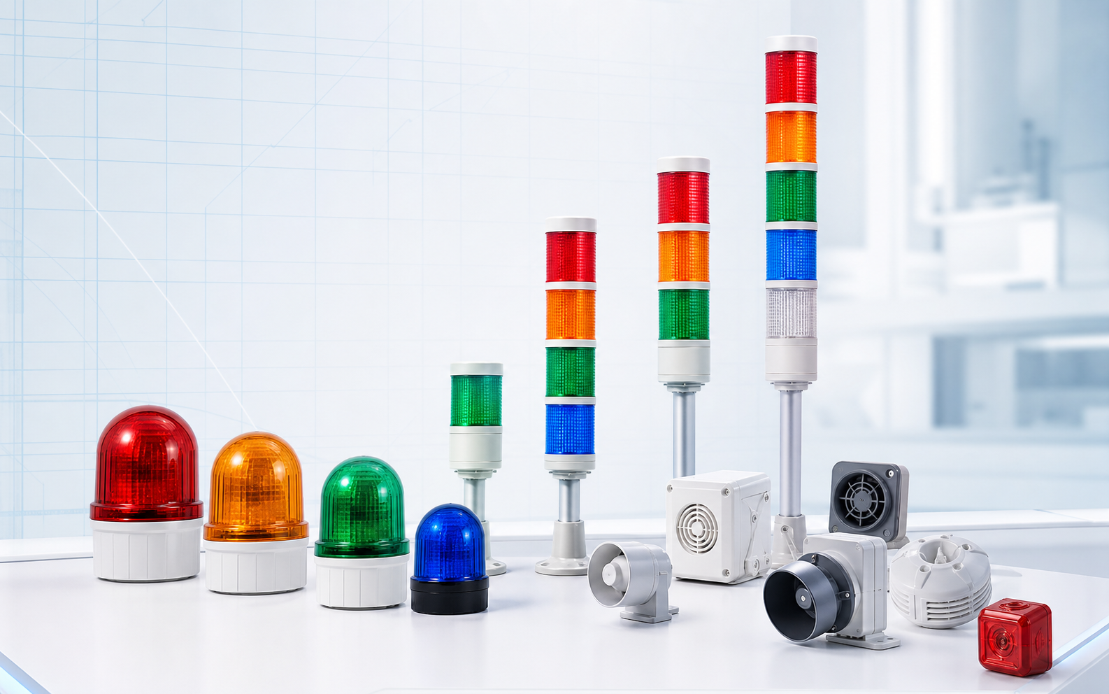 Đèn tháp tín hiệu, đèn cảnh báo và còi điện công nghiệp Qlight